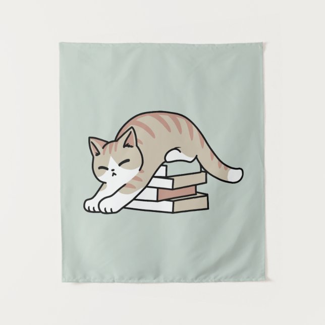Tenture Illustration de chat Lover - Curled Up & Cosy (Devant)