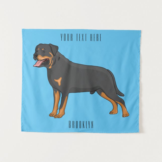 Tenture Illustration de chien Rottweiler (Devant (Horizontal))