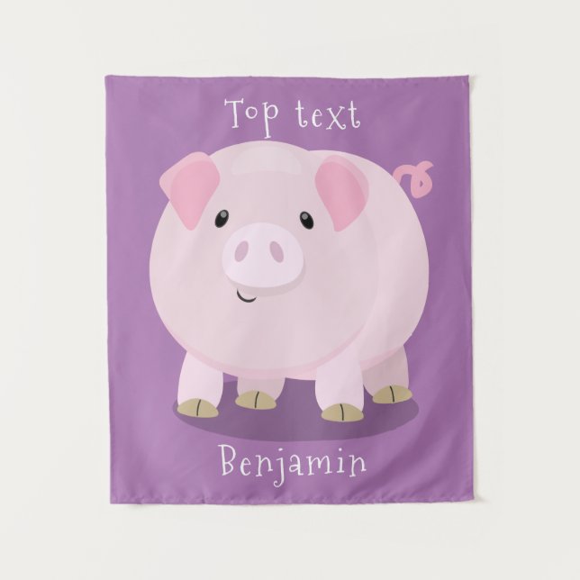 Tenture Illustration de cochon cartoon rose mignon avec un (Devant)