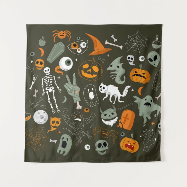 Tenture Illustration de concept Halloween avec signe et sy (Devant)
