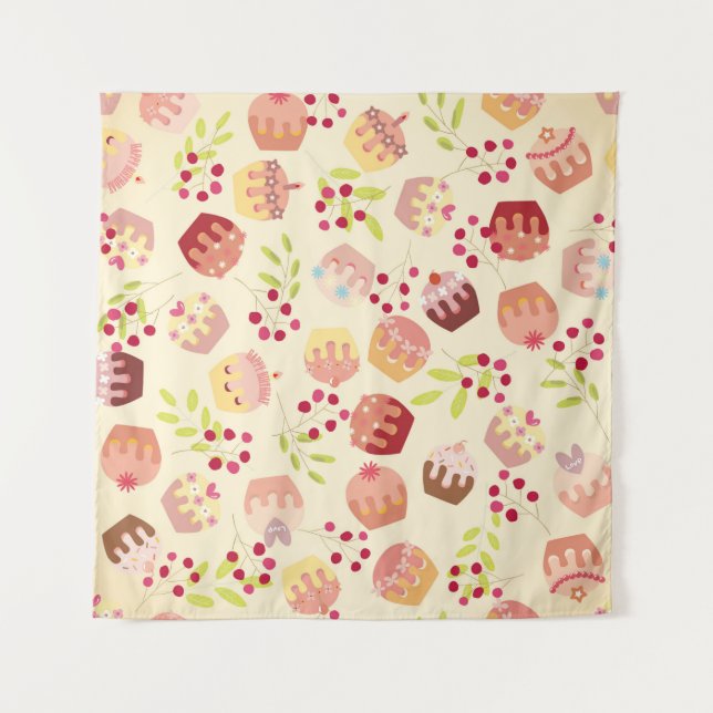 Tenture illustration de cupcake sans couture (Devant)