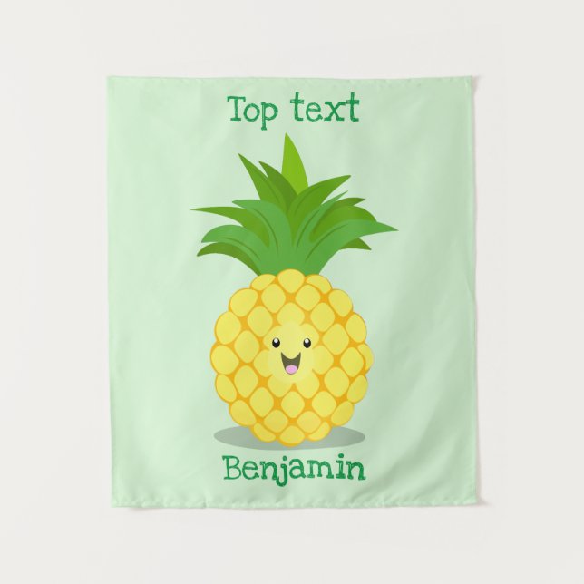 Tenture Illustration de dessin animé d'ananas mignon (Devant)