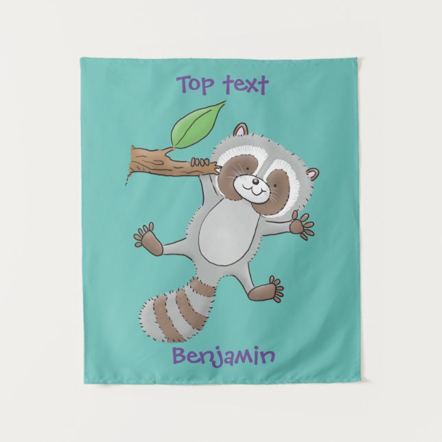 Tenture Illustration de dessin animé de bébé raton laveur  (Devant)