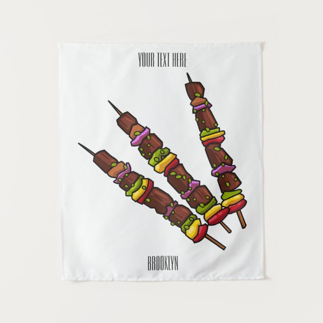 Tenture Illustration de dessin animé Kebab ou kabob (Devant)