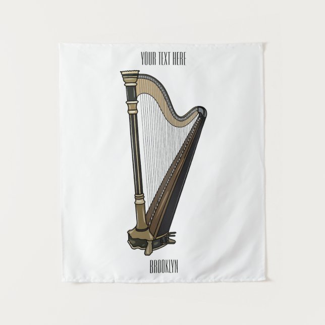 Tenture Illustration de dessin animé sur la harpe (Devant)