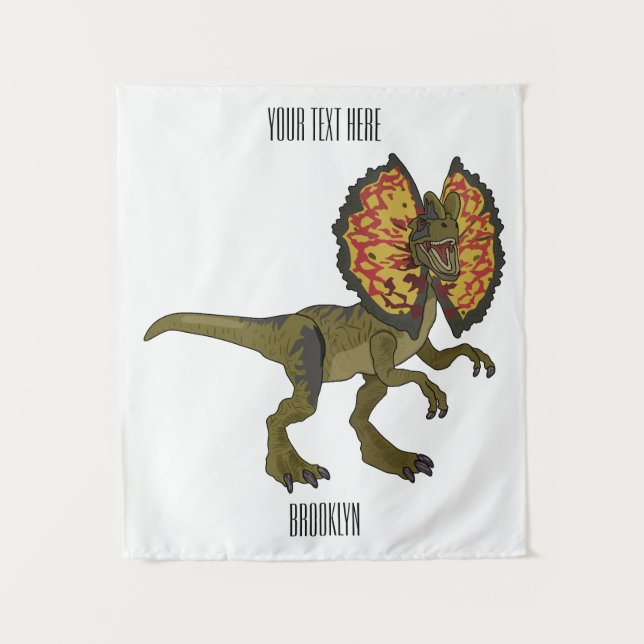 Tenture illustration de Dilophosaurus de dessin animé (Devant)