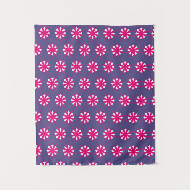 Tenture Illustration de formes florales violettes et roses (Devant)