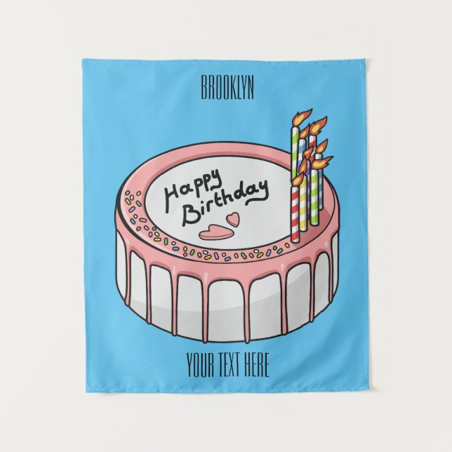 Tenture Illustration de gâteau d'anniversaire en dessin an (Devant)
