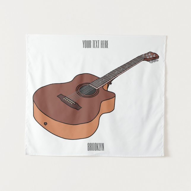 Tenture Illustration de guitare acoustique (Devant (Horizontal))