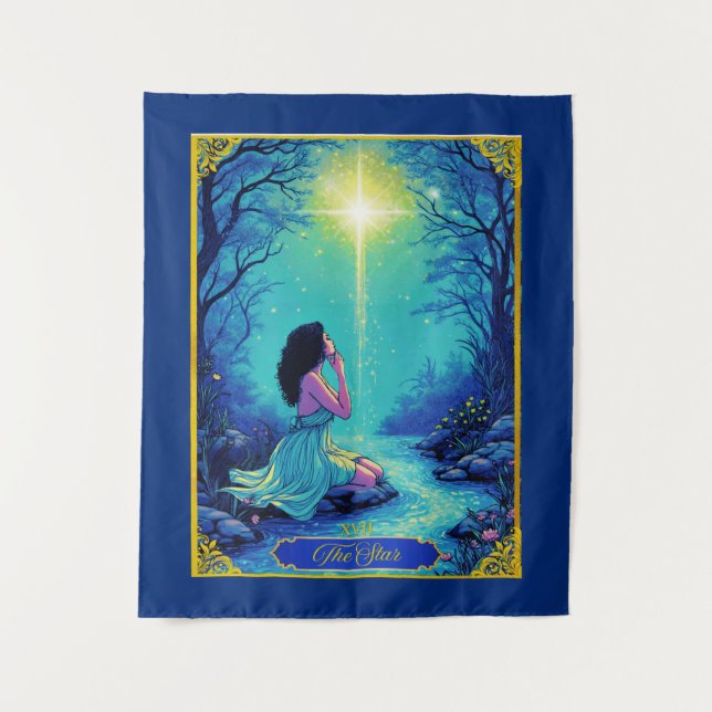 Tenture Illustration de la carte Tarot, l'étoile (Devant)