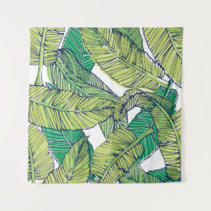 Tenture illustration de la feuille d'île tropicale/vintage
