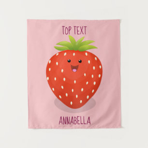 Tenture Illustration de la fraise Cute kawaii