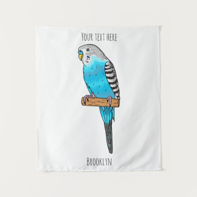 Tenture Illustration de l'oiseau bleu budgerigar (Devant)
