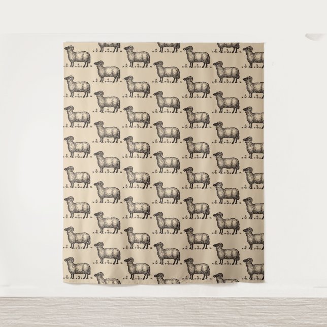 Tenture Illustration de mouton vintage : Art classique de  (Devant)