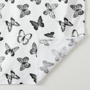 Tenture Illustration de papillon noir et blanc Blanc