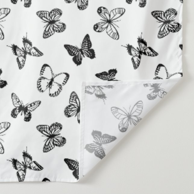 Tenture Illustration de papillon noir et blanc Blanc  (Détail)