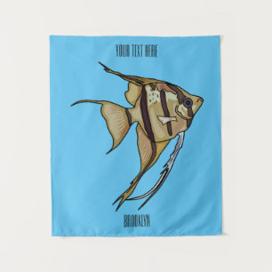 Tenture illustration de poisson ange de dessin animé