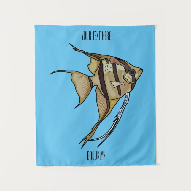 Tenture illustration de poisson ange de dessin animé (Devant)