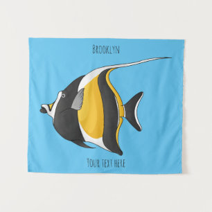 Tenture illustration de poisson idole de moorish en cartoo