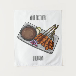 Tenture Illustration de Satay