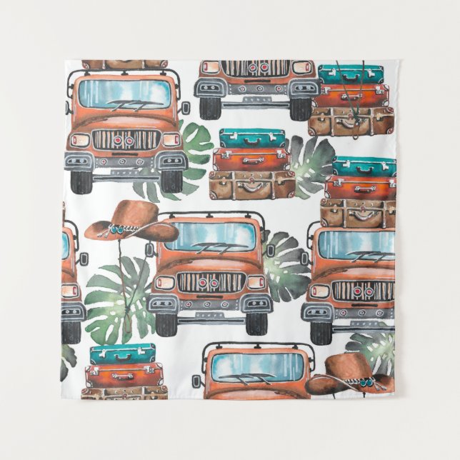 Tenture Illustration dessinée à la main. Aquarelle transpa (Devant)