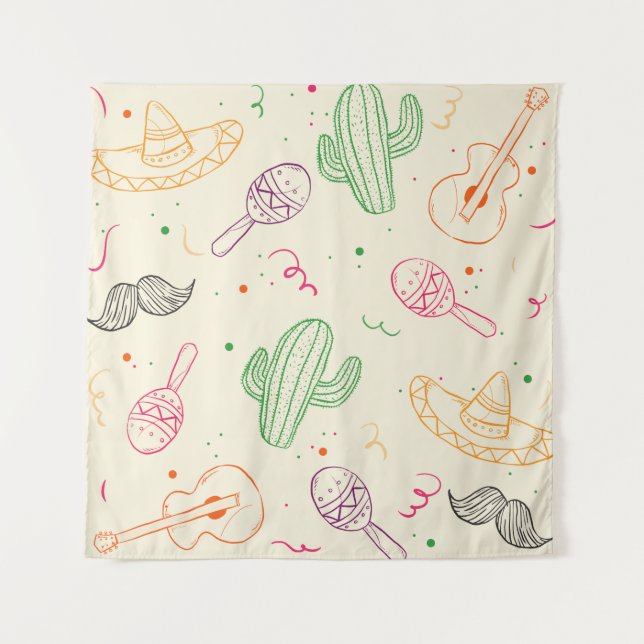 Tenture Illustration Dessinée À La Main De La Journée Cinc (Devant)