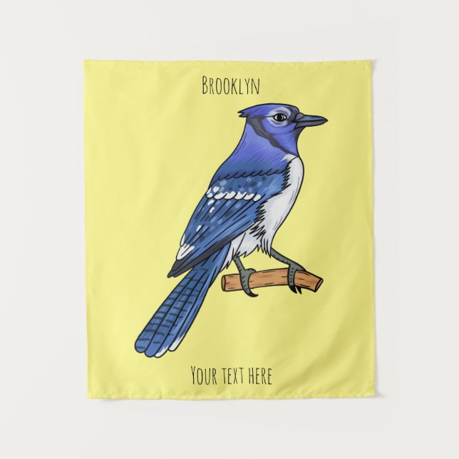 Tenture Illustration d'oiseau de jay bleu (Devant)