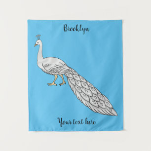 Tenture Illustration d'oiseau de paon blanc