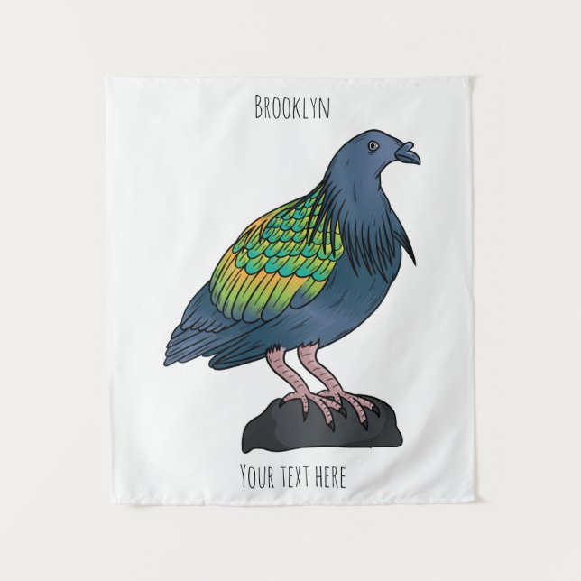 Tenture Illustration d'oiseau de pigeon de Nicobar (Devant)
