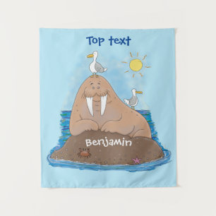 Tenture Illustration drôle de morse joyeux