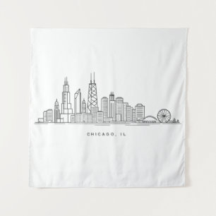 Tenture Illustration du paysage urbain de Chicago IL