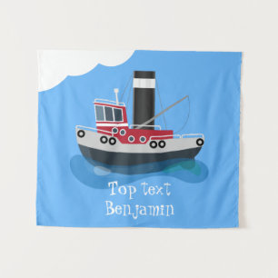 Tenture Illustration d'un bateau à chalutier mignon