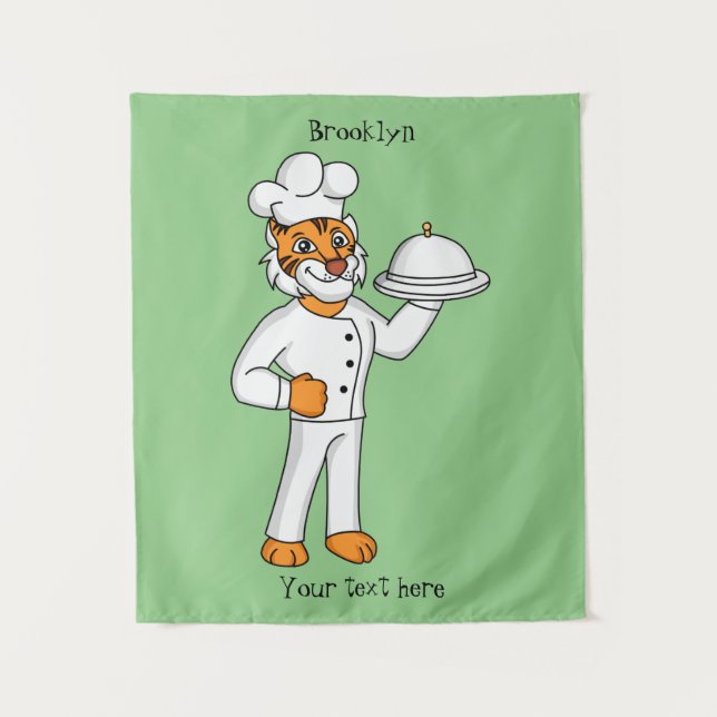Tenture Illustration d'un chef tigre drôle et mignon (Devant)