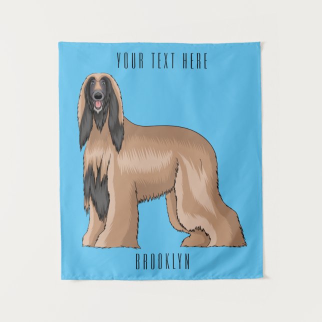 Tenture Illustration d'un chien hound afghan (Devant)