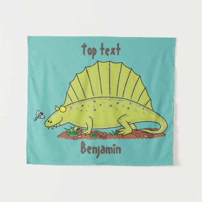 Tenture Illustration d'un dimétrodon vert mignon (Devant (Horizontal))