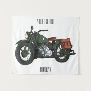 Tenture Illustration d'une moto de croiseur militaire