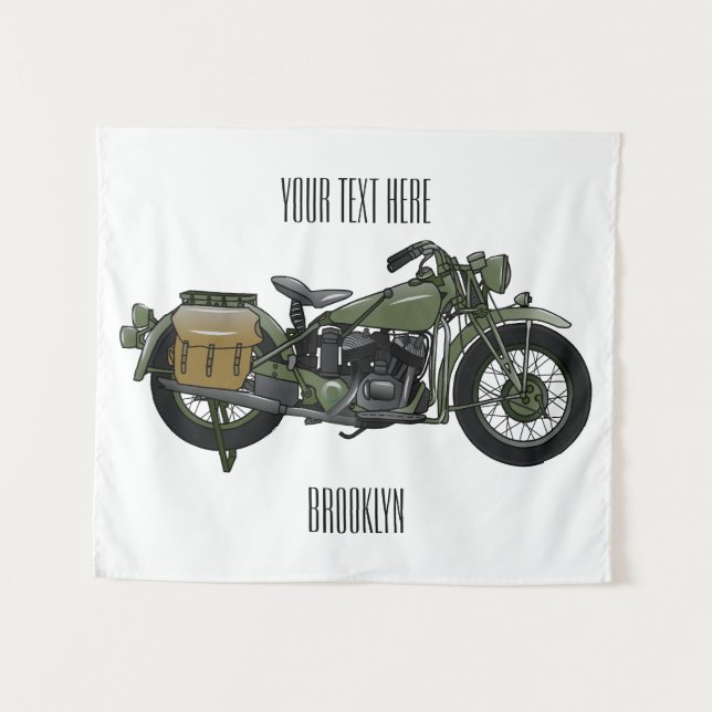 Tenture Illustration d'une moto de croiseur militaire (Devant (Horizontal))