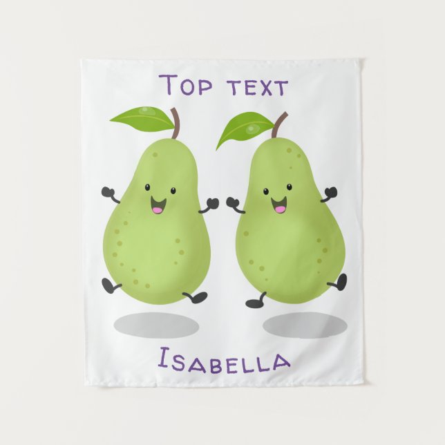 Tenture Illustration d'une paire de poires mignonne (Devant)