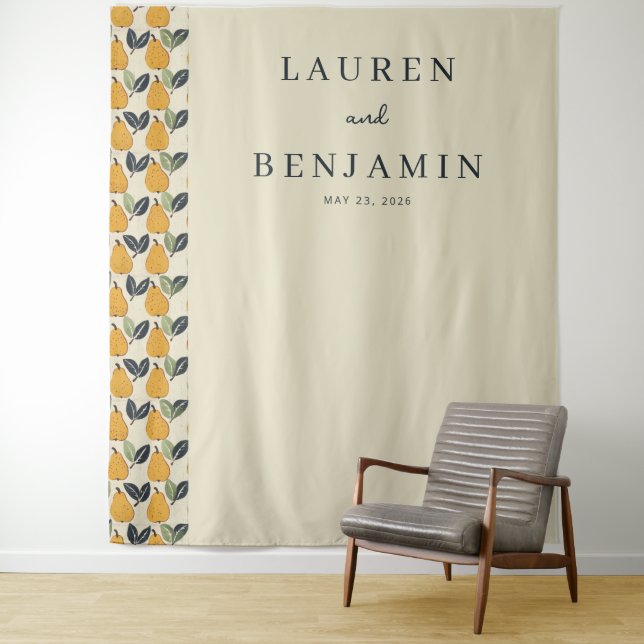 Tenture Illustration élégante de perle beige (En situation)