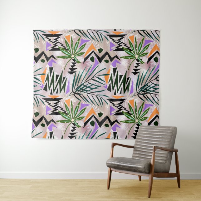 Tenture Illustration hawaïenne tropicale brillante, (En situation (horizontale))