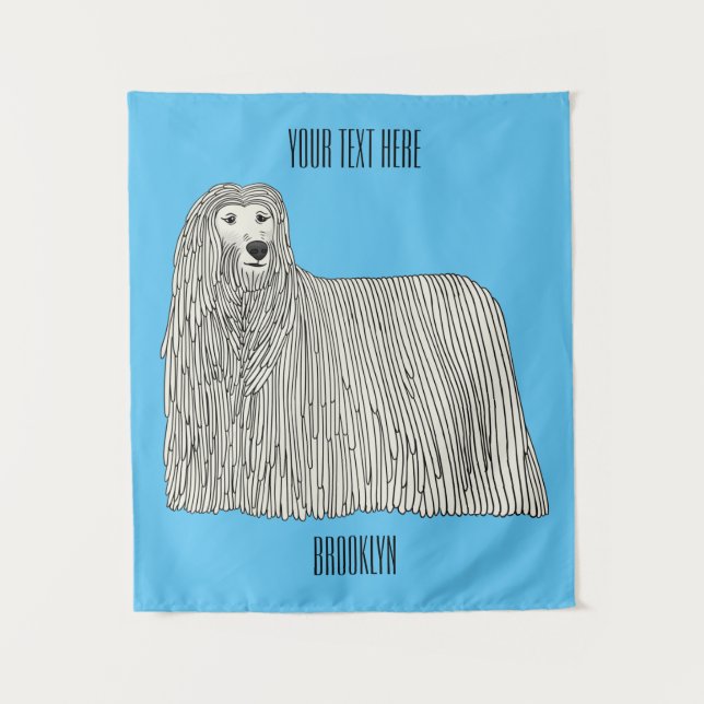 Tenture Illustration Komondor pour chien (Devant)