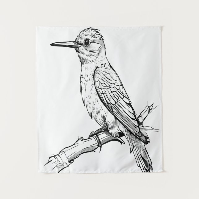Tenture Illustration minimaliste d'oiseaux (Devant)