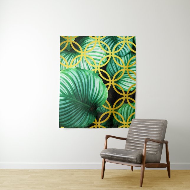 Tenture Illustration moderne géométrique et tropicale feui (En situation)