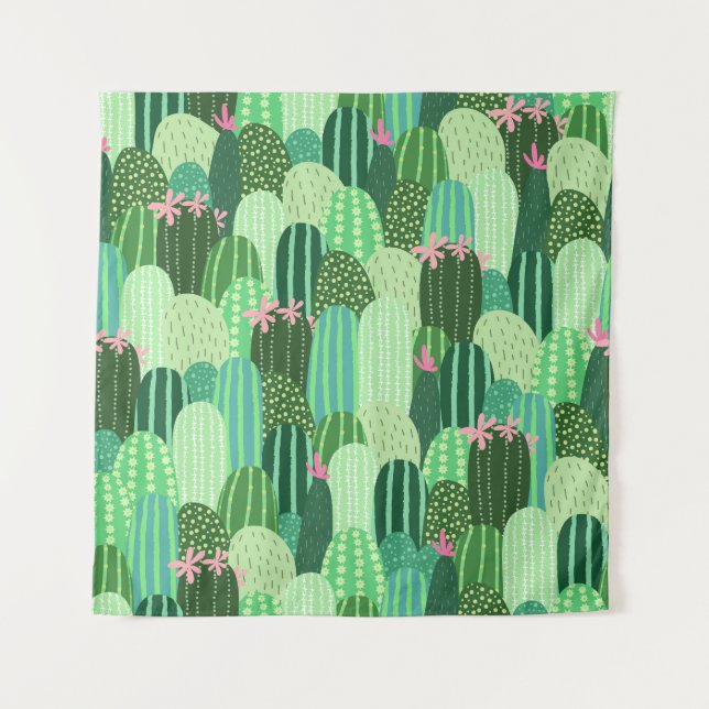 Tenture Illustration Motif colorée Cactus (Devant)