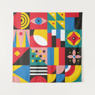 Tenture Illustration néo géométrique. Formes et motifs géo