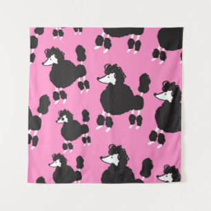 Tenture Illustration poodle français vintage patter sans s