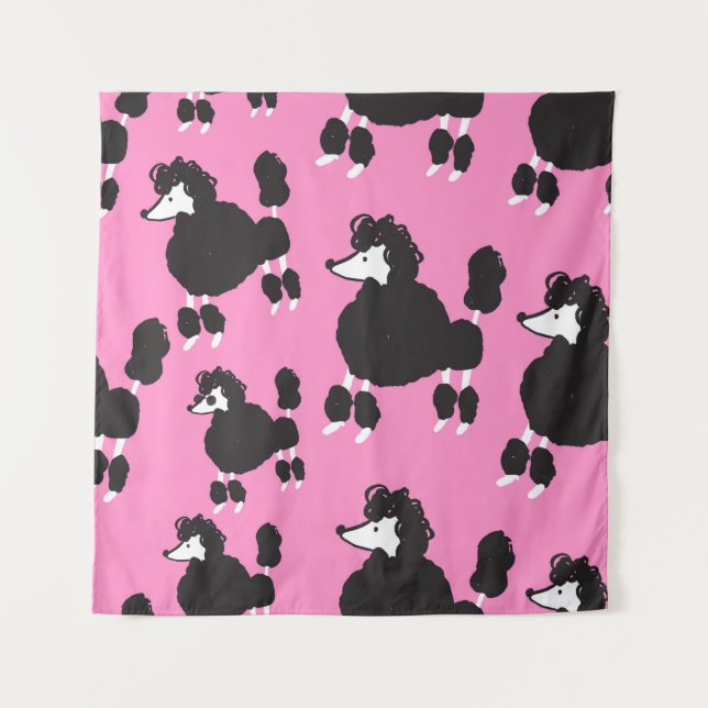 Tenture Illustration poodle français vintage patter sans s (Devant)