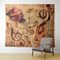 Illustration Vintage avec rose et violon