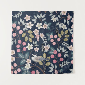 Tenture Illustration vintage d'un motif floral transparent