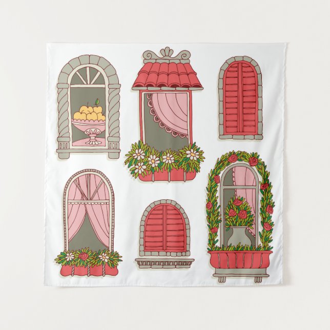 Tenture Illustrations avec Windows Vintage : Artistique. (Devant)